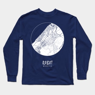 Rabat, Morocco City Map - Full Moon Long Sleeve T-Shirt